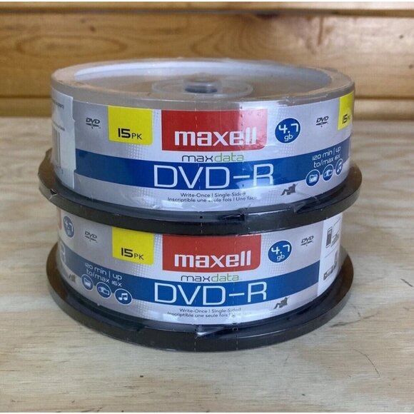 Maxell DVD-R 4.7GB Maxdata Write-Once, 16x Recordable Disc Lot Of 2 30 DVDs - Picture 1 of 3